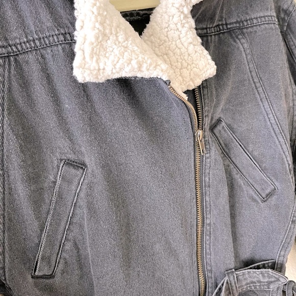 Zara Shearling Denim Jacket - Picture 3 of 4